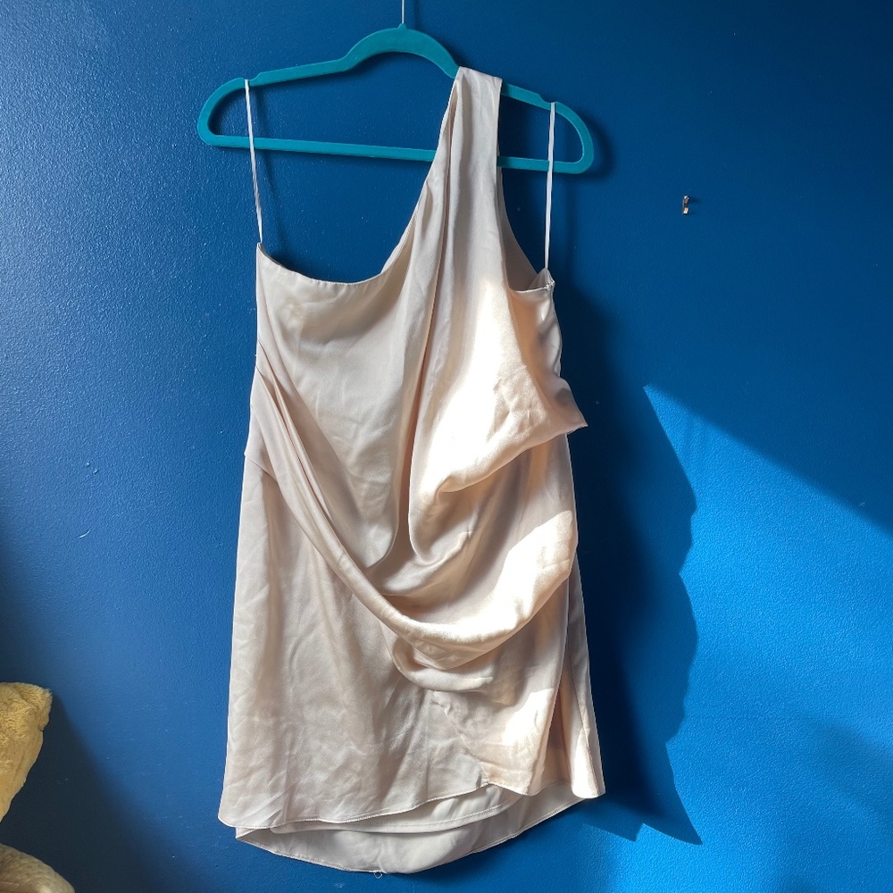 ASOS Satin One Shoulder Drape Mini Dress